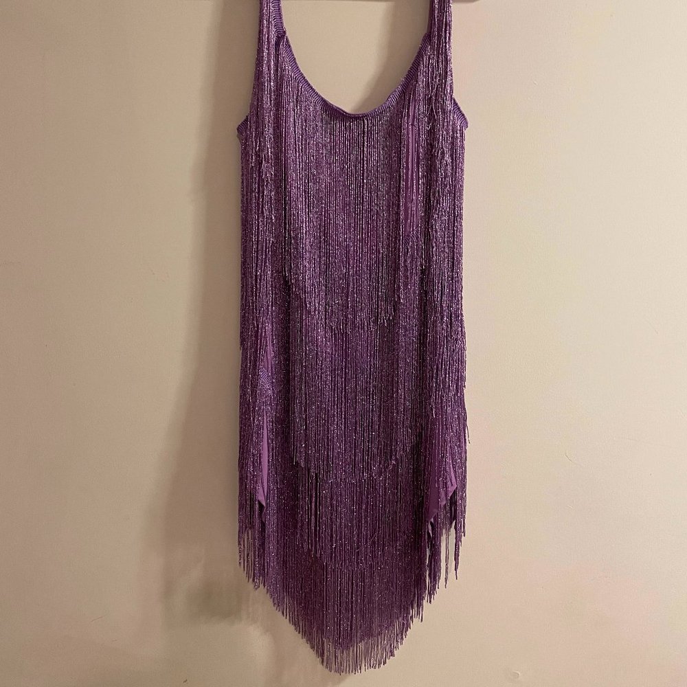 Purple Fringe Glitter Dress- Size Large, perfect for the Eras Tour!